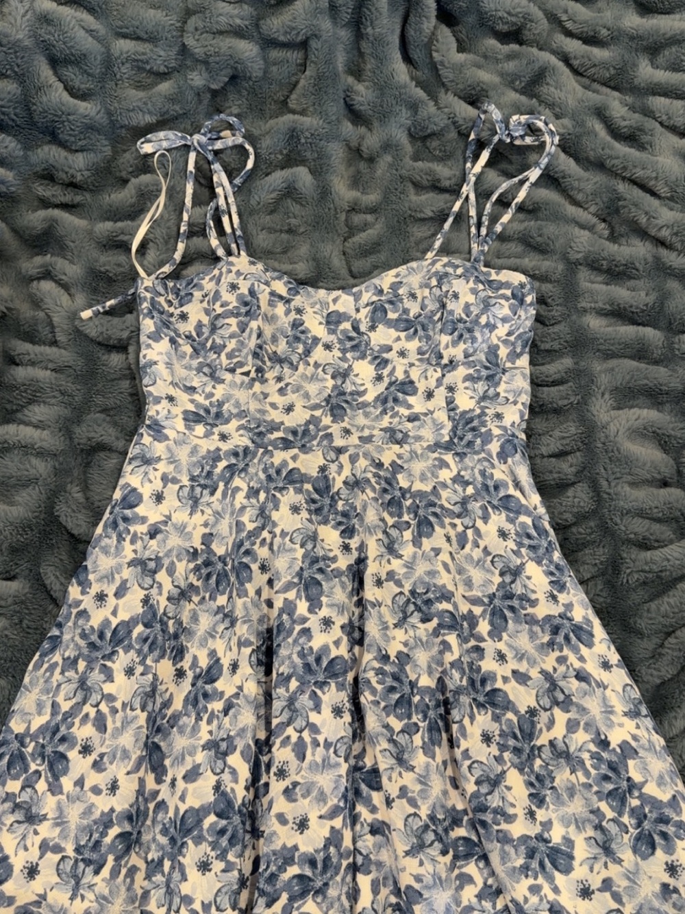 Blue Floral Tie-Strap Sundress